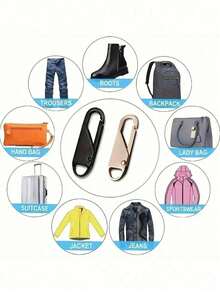 Kit de reparación de cremalleras de acero inoxidable - Piezas de repuesto universales para deslizadores de cremallera, adecuado para ropa y carteras - Fácil de instalar, duradero y de larga duración - Multicolor - Ver 4