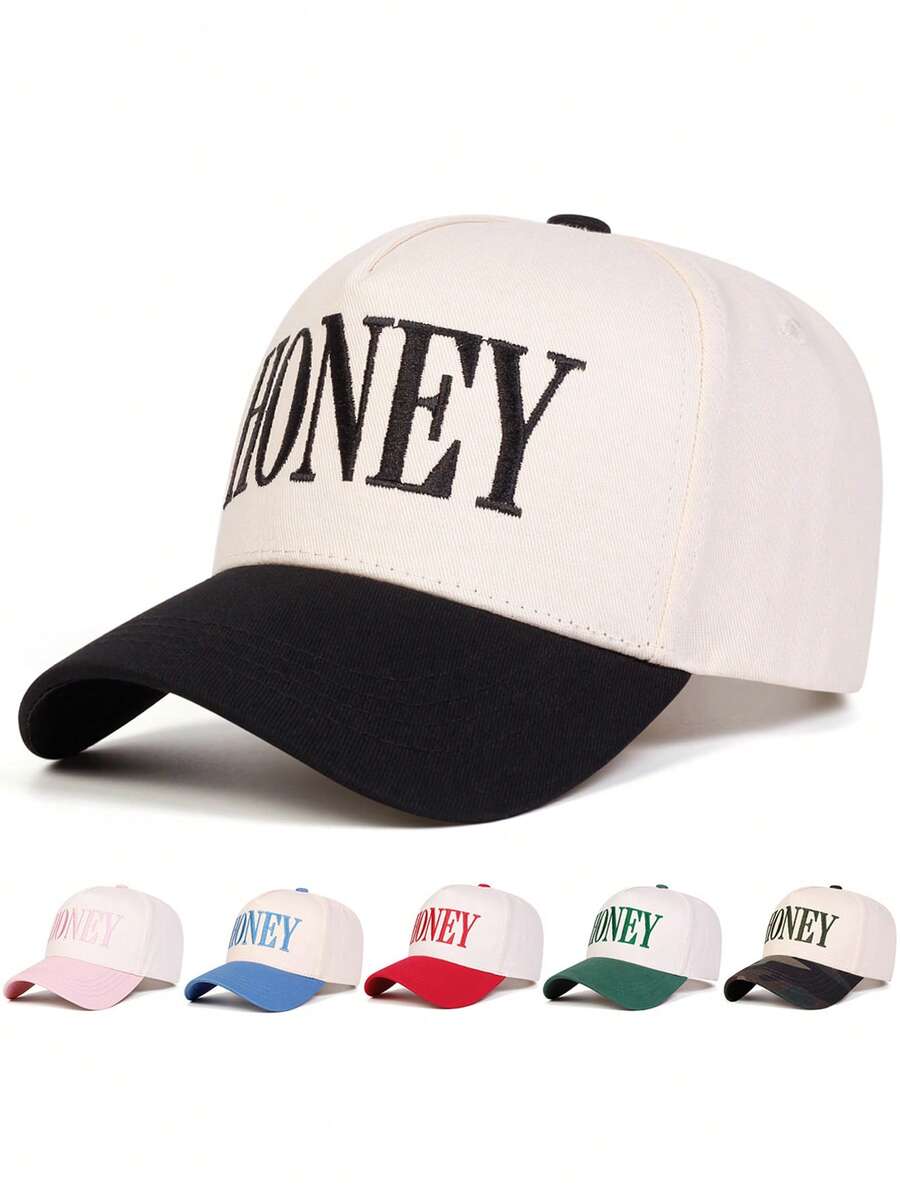 1pc Color Block Letter Embroidered Baseball Cap, Fashion Versatile Polyester Snapback Hat, Suitable For Daily Wear, Great Gift For Family, Friends, Boyfriend/Girlfriend, Suitable For Christmas, Mother's Day, Father's Day, Teacher's Day, Birthday - Multicolor - View 1