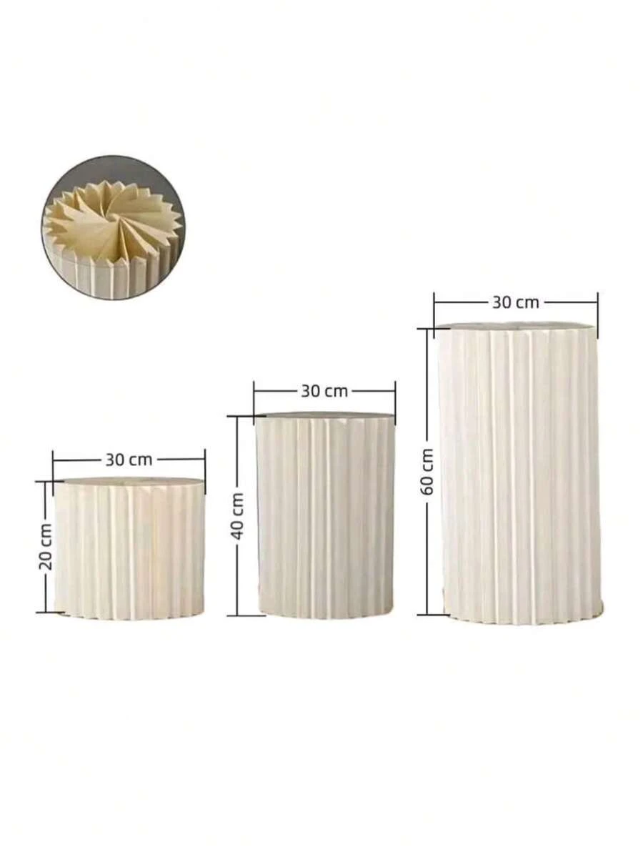 优雅折叠圆形纸质罗马柱，婚礼展示架装饰，可折叠摆件，适用于婚礼甜品桌、商场橱窗展示和生日派对装饰 - 白色 - 查看 1