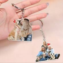 Personalized Photo Keychain, Dog Dad Gift, Customized Acrylic Ornament, Dog Keychain, Pet Photo, Logo Printed Keychain, Family Photo Keychain - Multicolor - View 3