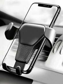 1pc Black Car Air Vent Gravity Phone Holder, Multifunctional Dashboard Mount For Truck, Car Navigation - A - View 3