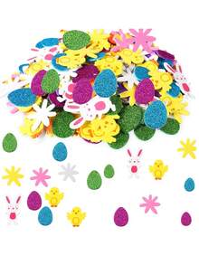 120pcs 3D Foam Easter Stickers - Colorful Egg, Rabbit, Chick And Flower Shaped Glitter Stickers For DIY Crafts, Greeting Cards And Spring Home Party Decorations - Multicolor - View 4