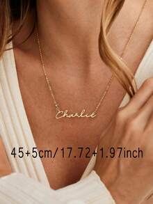1pc Customizable Simple And Fashionable Name Necklace, Stainless Steel Jewelry, Gold Necklace And Silver Necklace, Elegant Name Necklace, Name Necklace, Customized Necklace, Charm Necklace, Women's Jewelry, Men's/Women's Necklace, Year-Round Gift For Friends And Family, Personalized Gift, Women's Exquisite Necklace, Customizable Name Necklace, Birthday Gift, Anniversary Gift, Christmas Gift, Etc. - Multicolor 4 - View 5