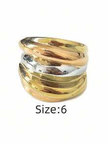 1 pieza Anillo de mujer con hilo giratorio, estilo minimalista exagerado de moda, color contrastante oro rosa, resistente al agua, no se desvanece, de alta calidad, personalizado para uso diario - Anillo de mujer de varias vueltas - Ver 14