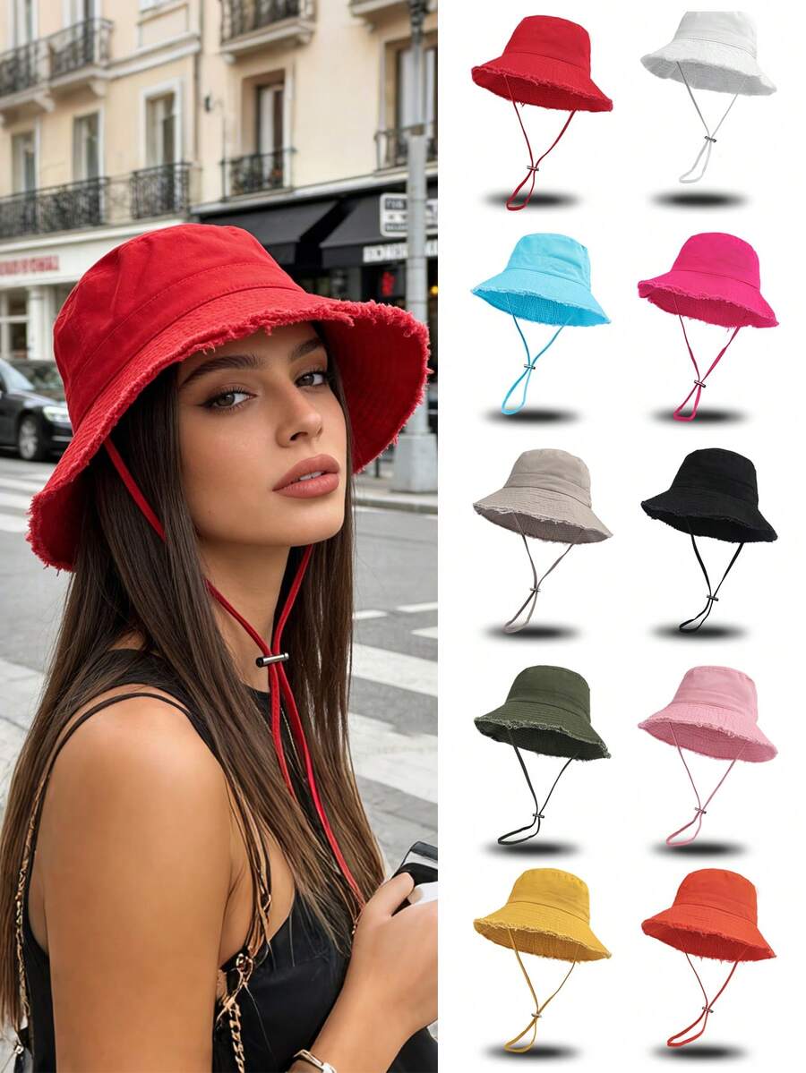 1pc Women's Denim Frayed Edge Baseball Cap, Sun Protection Outdoor Hiking Hat, Adjustable, Fashionable Daily Travel Headwear