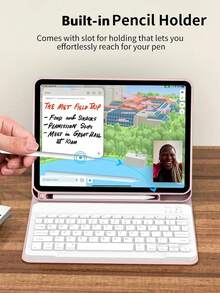 Keyboard Case Compatible With Ipad (A16) 11 Inch 11th Gen (2025), Also Fits IPad 10.2 Inch 9th/8th/7th Gen, Air 4/5/6, 10.9/11 Inch, Pro 11. Supports Auto Sleep/Wake, Detachable Wireless Bluetooth Keyboard, 150mAh Built-In Battery, Slim Stand Design, With Stylus Slot - Pink