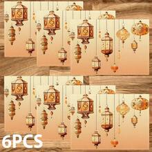 1/4/6 Pcs Set, Ramadan Placemats, Linen Dining Table Mats With Traditional Lantern Pattern, Washable Printed Tablecloths, Surface Protective Pads, Ideal Decor For Holiday Kitchen And Family Gatherings - Multicolor - View 14