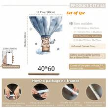 1幅帆布墙画 - 飞熊主题婴儿房装饰：飞机和热气球设计婴儿用品 - 带框幼儿房墙画，非常适合游戏室装饰、幼儿园装饰、男孩房装饰、女孩卧室装饰、儿童房装饰 - 彩色 - 查看 27