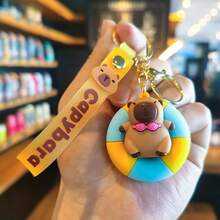 Cartoon Cute Capybara Keychain PVC Creative Doll School Bag Pendant Car Key Ring Small Gift - Multicolor - View 13
