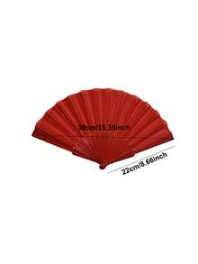 1pc Plain Plastic Folding Hand Fan, Suitable For Parties, Banquets, Weddings As Accessory - Red - View 6