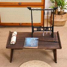 Mesita japonesa de pie para el suelo, mesa auxiliar pequeña y mesita de café, mesa alta para meditación, mesa baja con patas plegables, bandeja de madera para cama o portátil - Marrón - Ver 7