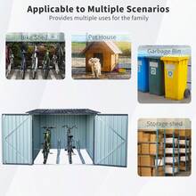 Outdoor Steel Storage Shed For Bicycle With Slope Roof And 4 Bike Tracks Black - Black1 - View 9