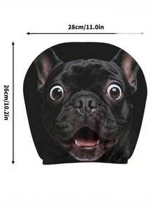 2 piezas de fundas para reposacabezas de coche con estampado de dibujos animados de bulldog negro. Estas son decoraciones interiores personalizadas para automóviles. Son fáciles de instalar y quitar. Son adecuadas para viajes de conducción a larga distancia y salidas de ocio. Son ideales para amantes de los perros. - 2 piezas - Ver 4