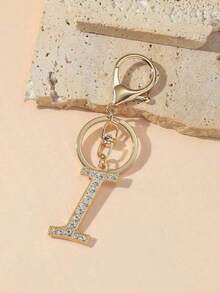 1pc Women's Fashion A-Z Letter Decorated Chain Pendant Keyring Wallet Handbag Charm - 銀色 - 查看 11