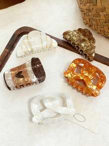 1pc Cute & Fun Acetate Bread, Coffee, Croissant, Pretzel Hair Claw Clip, Suitable For Long And Thick Hair - Multicolor - View 1