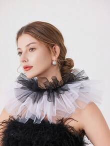 1set Chiffon Faux Collar Detachable Ruffled Vintage Dickey For Dress For Christmas Decor - Multicolor - View 15