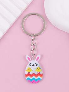 1个卡通复活节彩蛋兔子钥匙扣，百搭时尚配饰，复活节送给朋友的时尚礼物 - 彩色 - 查看 15
