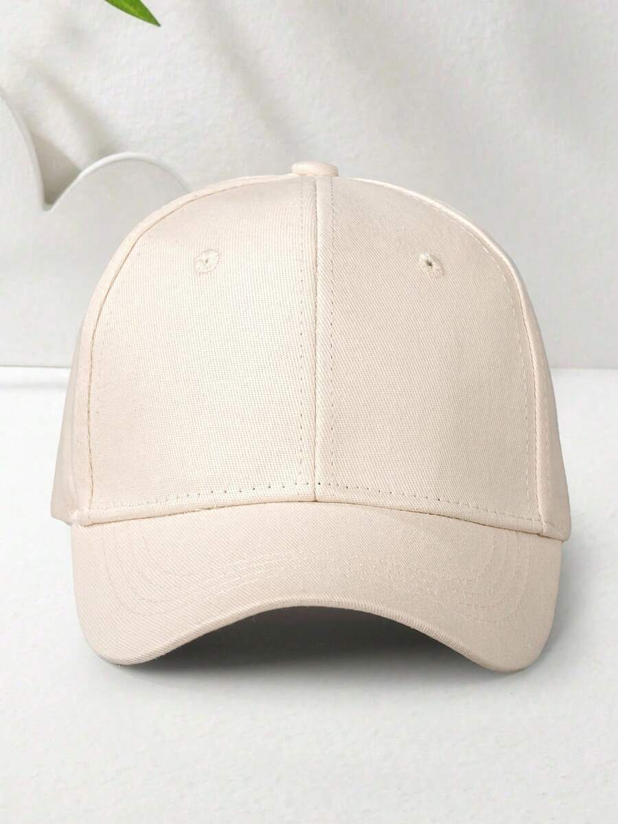 1pc Unisex Y2K Style Solid Color Adjustable Size Breathable Baseball Cap, Fashionable & Versatile For Outdoor Casual Wear - Beige - View 1