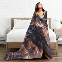 Flannel Fleece Unique Throw Blanket Albedo Overlord Anime Black Hair Yellow Eyes Girl Character Throw Better Sleep Supe - 咖啡棕 - 查看 4