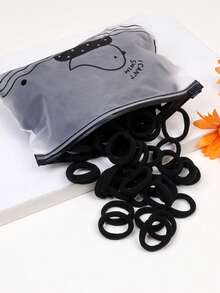 100个黑色基础款高弹力发圈，适合日常生活和开学季使用 - 彩色 - 查看 1