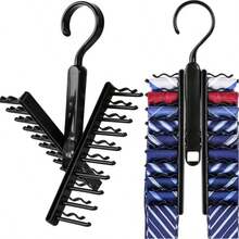 Organizador giratorio de 20 ranuras para corbatas, perchero de cinturones, soporte para bufandas, estante giratorio de 360 grados que ahorra espacio para corbatas, cinturones, bufandas, ropa y accesorios - Multicolor - Ver 1