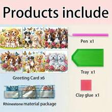 6pcs DIY Diamond Painting Kits, Cat, Dog, Cartoon Character Patterns On Paper Material Greeting Cards, Blessings And Wishes, Unique Design, Asymmetrical Shape Diamonds, Suitable For Thanksgiving Gifts - Multicolor - View 6