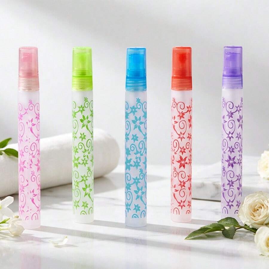 Bộ 5 chai nước hoa mini 10ml mờ in hình, chai xịt thủy tinh có vòi xịt nhựa, nhiều màu sắc, mỗi màu dành cho một mùi hương khác nhau, chai mẫu mini, món quà tuyệt vời cho gia đình, bạn bè, người yêu, món quà nhỏ thanh lịch. - Nhiều màu - Xem 1