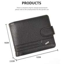 男士钱包，黑色/咖啡色/棕色，短款，简约时尚，多卡位，大容量，超薄三折软皮/PU钱包，拉链封口，新款商务零钱包 - A - 查看 8