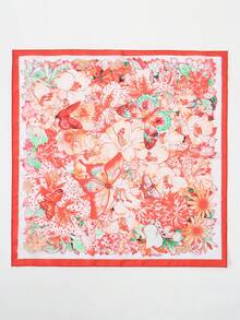 1条简约印花70厘米方形围巾，新款春季女士头巾，多功能腰带、头巾、发带、头巾、时尚领巾 - 彩色 - 查看 3