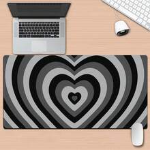 1pc Hypnotic Heart Shaped Pink Gaming Mouse Pad, Non-Slip Washable Rubber Base Large Desk Mat, Office Desk Accessory, Computer Decor, Ideal Gift For Gamers - Extra Long Desk Pad, Fashionable Office Desk Decoration And Study Accessory Mousepad Study Table Mouse Pad For Desk - Multicolor - View 4