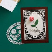 创意花朵切割模具，DIY剪贴簿相册和压花模板，贺卡制作工具，卡片纸切割工艺品，礼品卡制作模板模切。 - 銀色 - 查看 5