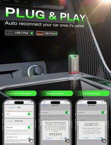 2-In-1 Wireless CarPlay & Android Auto Adapter, Plug & Play CarPlay Dongle Converts Wired To Wireless, Fast Auto-Connect, No Delay, Compact Design For IPhone & Android With USB/USB-C Port - xám - Xem 3
