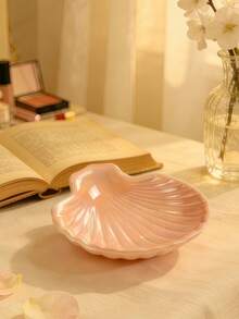 优雅贝壳形陶瓷首饰碟套装 – 1 件粉色和珍珠白首饰收纳盘，可放置戒指、项链、耳环 | 可爱的梳妆台装饰托盘，适用于卧室梳妆台、浴室台面 | 迷人的家居装饰收纳碗，可存放小饰品、化妆品和桌面小物件 | 时尚礼物，适合女性、女孩（粉色和白色） - 彩色 - 查看 6