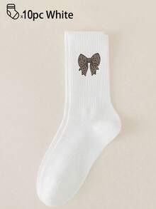 1/5/10双装男女通用舒适运动袜，适合运动、健身和日常训练；女士过膝袜，适合休闲和商务场合。 - 白色 - 查看 10