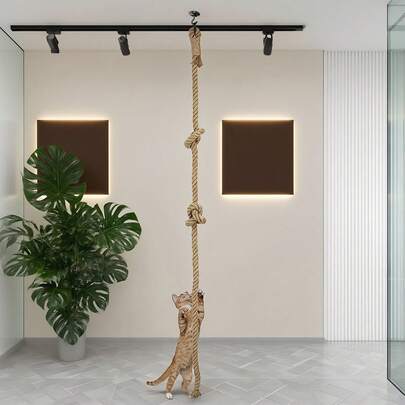 300cm/118inch Wall Mounted Cat Climbing Rope, Durable Sisal Rope For Cat Entertainment, Scratching And Climbing Indoors