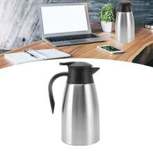 Termo de botón pulsador de acero inoxidable de gran capacidad, adecuado para uso doméstico y estudiantil, termo para café, 2,0 L, revestimiento interior de acero inoxidable natural, acero inoxidable 304. - Negro - Ver 3