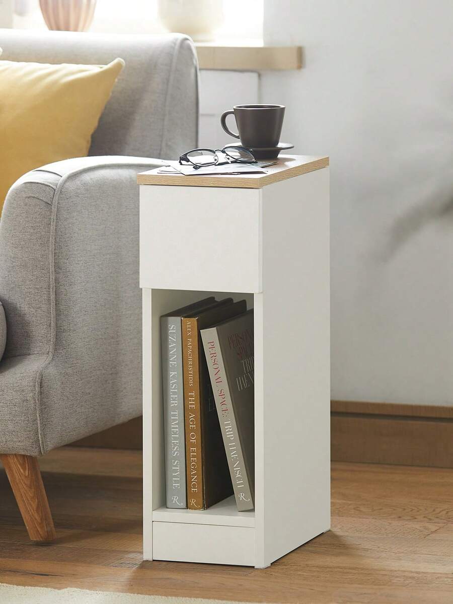 SoBuy Bedside Table With Drawer For Box Spring Bed, Sofa Table, Side Table, Narrow Telephone Table, Bedside Cabinet, Bedside Table, W X H X D Approx.: 20 X 60 X 35 Cm FBT111