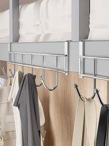 5-Hook Over The Door Storage Rack, Stainless Steel No Drill Invisible Creative Door Hanging Hooks For Cabinet, Kitchen, Coat - Multicolor - View 6