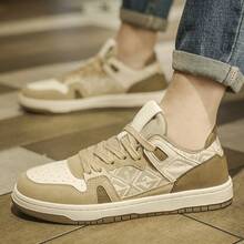 Nuevas zapatillas casuales de cuero de microfibra retro británico para hombres y mujeres, zapatos blancos versátiles, zapatillas planas transpirables con cordones para estudiantes - gris verdoso - Ver 3