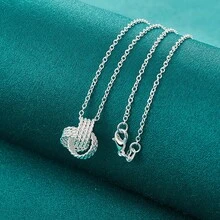 925 Silver Plated Knot 16-30 Inch Pendant Necklace For Women Wedding Party Fashion Charm Jewelry - Silver - View 1