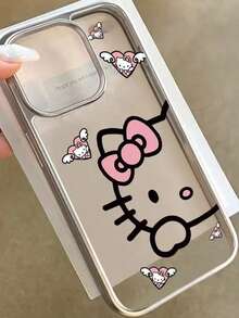 Sanrio Cute Cat Heart Design Phone Case Compatible With IPhone 15 Pro Max, 17/14 New Models, 13, 12, Transparent Electroplated High-End Protective Cover - Clear - View 2