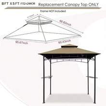 5x8FT Outdoor Grill Shelter Canopy Top Replacement Double Tiered BBQ Tent Cover