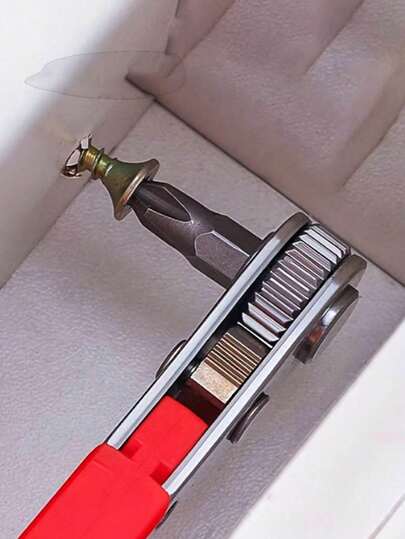 Spärrmejselhandtag, Lämplig för trånga utrymmen, Dubbelriktad användning, Vinklat huvud, Skruvmejsel, Stål, Röd, Kräver montering, Icke-elektrisk, Inget batteri behövs, För industriellt och vetenskapligt bruk, Herrverktyg