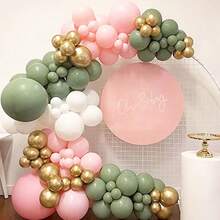 108pcs Pink & Green Party Balloon Set, Includes Mint Green, Pink, Gold, And White Balloons, Suitable For Gender Reveal, Birthday, Baby Shower, Boho Style, Theme Parties, Bridal Shower, Engagement - Multicolor - View 3