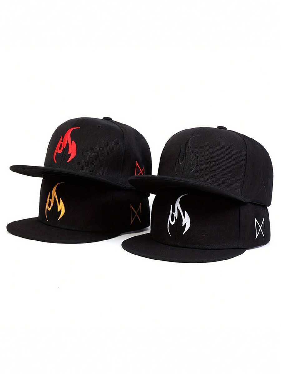 1顶纯色火焰刺绣棒球帽，涤纶材质，可调节后扣，时尚百搭，适合日常佩戴，是送给家人、朋友、男女朋友的绝佳礼物，也适合圣诞节、母亲节、父亲节、教师节、生日等场合。 - 彩色 - 查看 1