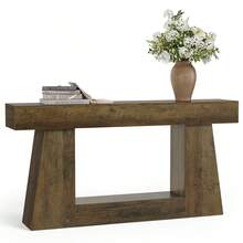 Tribesigns Mesa Consola Almacenamiento, sofá de Madera de Granja de 160cm para Entrada, sofá Estrecho y Largo detrás del sofás, Consola para salón, Pasillo, Entrada, vestíbulo, Roble - Marrón - Ver 7