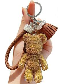 Creative Cool Diamond Bear Design Pendant Keychain Key-Chains Keyrings - 黃色 - 查看 9