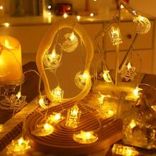 1pc Moon Star Kerosene Castle String Lights,10/20 LED, Bedroom Lights, Ramadan Kareem, Home Decoration (Batteries Not Included) - Star Subscription + Moon and Castle Elements - View 2