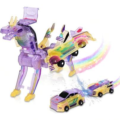 TendenciaCoche Transformación Dinosaurio YOONA Rosa Niños 2-4 Años Sin PilasCalidad premium