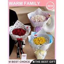 10/20张装花卉包装纸，花束包装纸，银边纸，韩式金边纸，适合DIY手工礼品包装、花卉装饰，22.4 x 22.4英寸，包装纸，薄纸，花束用品，圣诞节，情人节 - 多色 - 查看 1